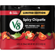 Spicy Chipotle 100% Vegetable Juice by V8 – 8 Fl Oz (Pack of 6), Model 200000029786