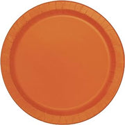 Unique Party Pumpkin Orange Solid Round Paper Dessert Plates (17cm) 20 Count - Vibrant Paper Plates for Parties and Events, Perfect for Appetizers, Snacks, and Desserts