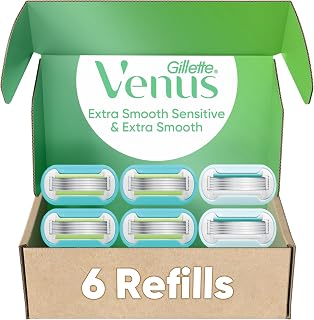 Extra Smooth 4 count, plus Gillette Venus Extra Smooth Sensitive 2 count, 5-Bladed Women's Razor Blade Refills