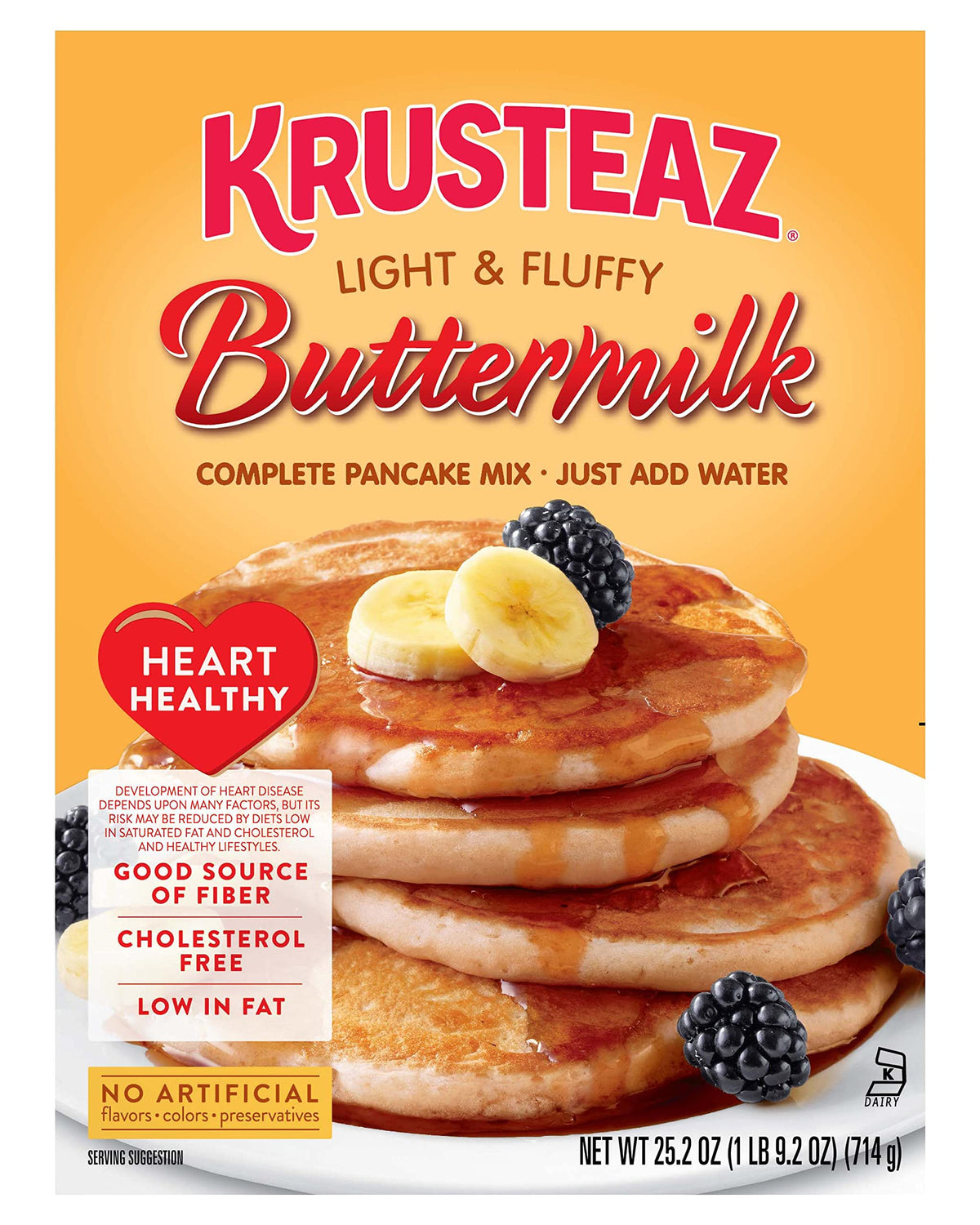 Heart Healthy Pancake Mix for Light and Fluffy Breakfast Pancakes and Homemade Griddle Cakes by Krusteaz – 25.2 Ounce (Pack of 4), Pack of 4