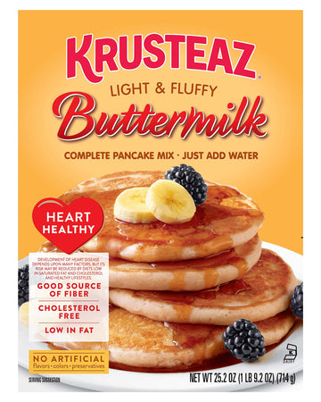 Heart Healthy Pancake Mix for Light and Fluffy Breakfast Pancakes and Homemade Griddle Cakes by Krusteaz – 25.2 Ounce (Pack of 4), Pack of 4