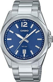 Casio MTP-E725D-2AV Men's Analog Watch Blue Dial Silver Band
