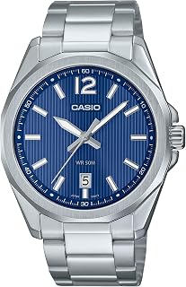 Casio MTP-E725D-2AV Men's Analog Watch Blue Dial Silver Band