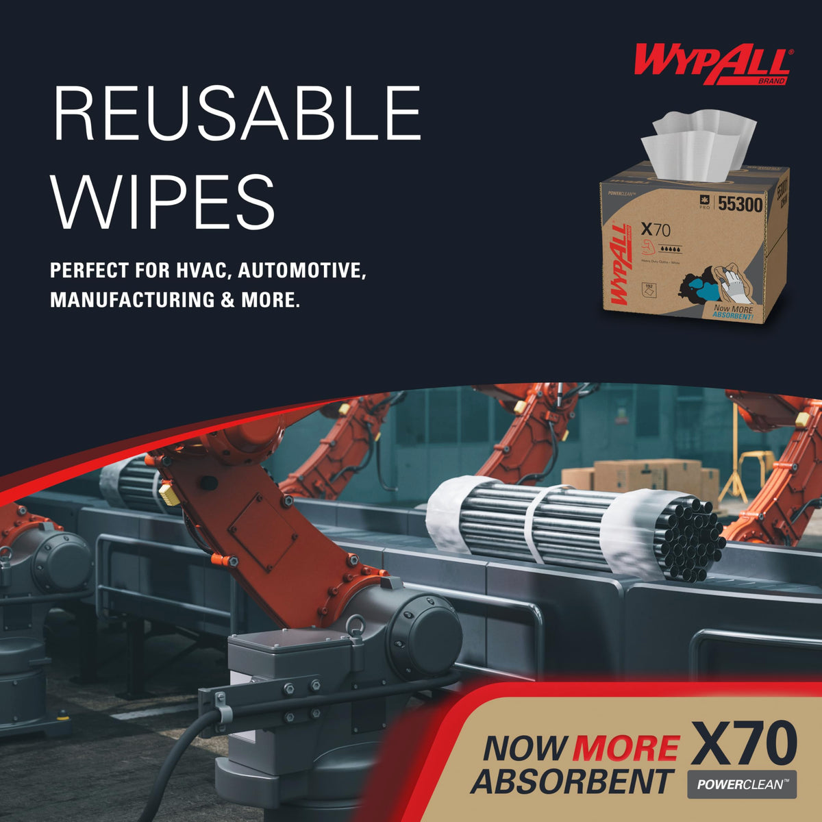 Wypall 192 Count (Pack of 1) / White / WypAll* X70 Cloths Disposable Wipes