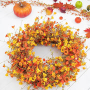 DIYFLORU Fall Wreath, 22 Inch Grapevine Base, Orange 1