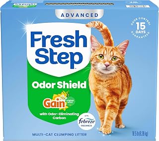 Fresh Step Odor Shield Advanced Multi Cat Clumping Litter with Febreze Freshness, Gain Original Scent, 18.5 lb (Package May Vary)