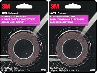 3M Auto Exterior Attachment Tape, 1/4 in x 5 ft, Heavy Duty Double-Sided Automotive Tape for Car Trim, Moldings, Emblems, and Badges (Pack of 2, 38582)