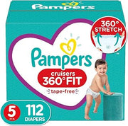 Pampers Pull On Diapers Size 5 - Cruisers 360Ëš Fit Disposable Baby Diapers with Stretchy Waistband, 112Count ONE Month Supply