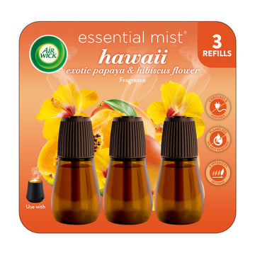Essential Mist Refill Hawaii Exotic Papaya & Hibiscus Flower 3ct by Air Wick – 0.67 Fl Oz (Pack of 3), Pink, Pack of 3, Model 6233801189