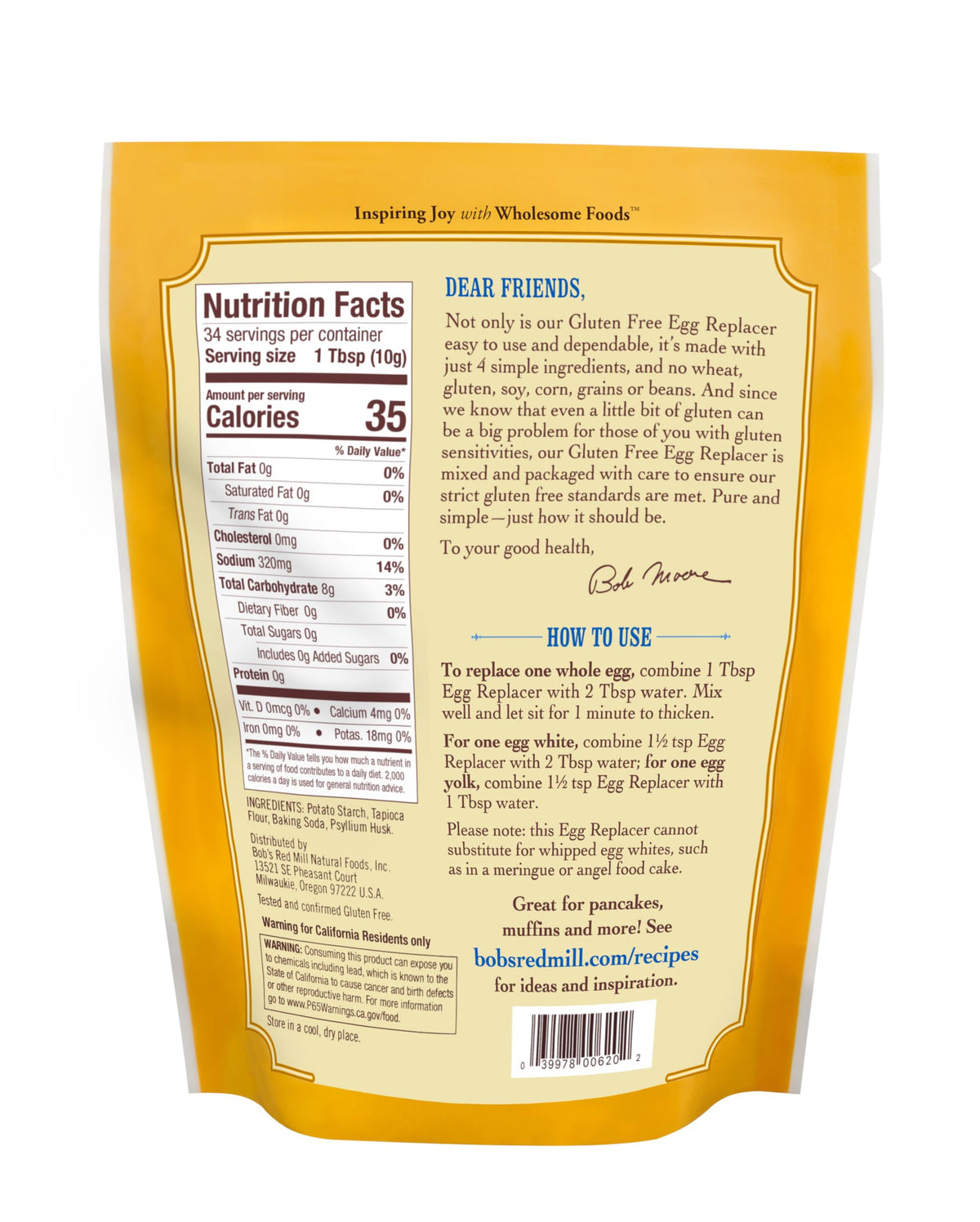 Bob's Red Mill 12 Ounce (Pack of 5) / Natural / 1 Egg Substitutes