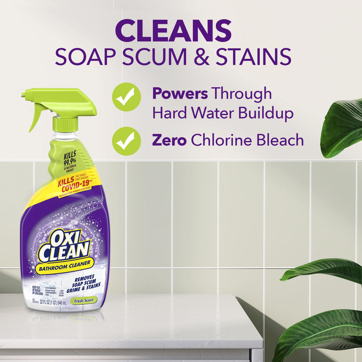 Bathroom Cleaner by OxiClean – 32 Fl Oz (Pack of 1), Plastic, Clear, Model 35015