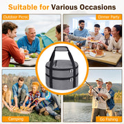 MIAOJIE Insulated Casserole Carrier, Double Layer Round, Gray