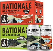 Rationale Brewing Non Alcoholic Beer, Hazy IPA & West Coast IPA, 12 Pack