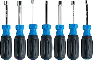 Jonard Tools ND-631 Nut Driver 7-Piece Set, Hex Nut Sizes 3/16", 1/4", 5/16", 11/32", 3/8", 7/16", 1/2" with 3" Hollow Shaft and Ergonomic Comfort Grip