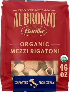 Al Bronzo Barilla Organic Mezzi Rigatoni Pasta, Imported from Italy, 16oz