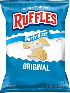 Ruffles Potato Chips, Original, 13 oz Party Size Bag, Gluten Free Potato Chips, Snacks