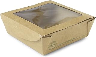 Vegware Compostable Medium Kraft Pasta Box with Window Case 300