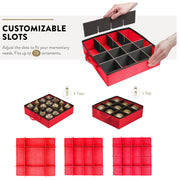 Zober Ornament Storage Box With Trays, Holds 73 Ornaments, Red