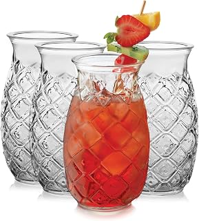 Tiki Pineapple Glasses Set of by Libbey – 17 Ounces, 17.0 fluid_ounces, Glass, Tiki Pineapple, Model 56880