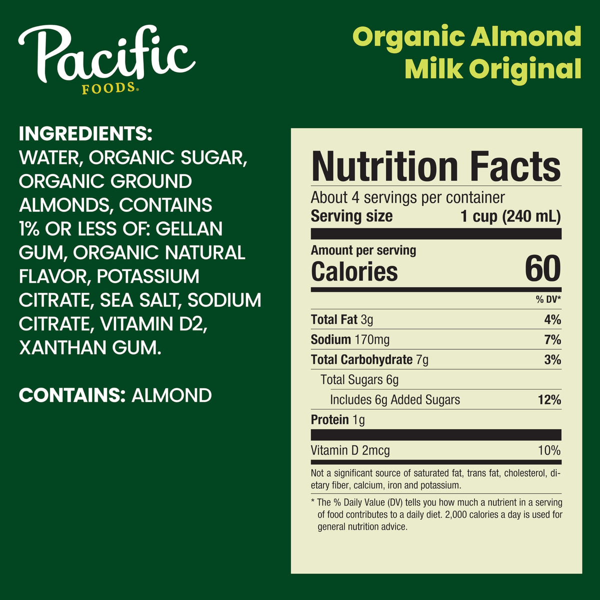 Pacific Foods Almond / 32 Fl Oz (Pack of 12) / 1 Almond Milk