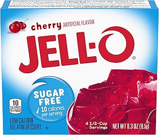 Jell-O Cherry Sugar-Free Gelatin Mix (0.3 oz Boxes, Pack of 6)