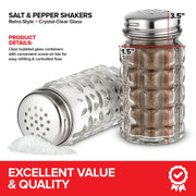 1.5 oz Retro Salt and Pepper Shakers by Stock Your Home – 1.5 ounces, Clear, Pack of 2