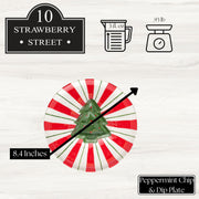 Peppermint Tree Chip & Dip Plate by 10 Strawberry Street – Large, Dolomite, Peppermint Red & Green, Model CDT-14-40-002-DS