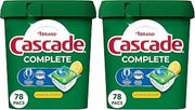 Cascade Complete Dishwasher Pods, Dishwasher Detergent, Lemon Scent ActionPacs, Cleaning Supplies, 78 Count (Pack of 2)