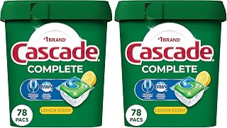 Cascade Complete Dishwasher Pods, Dishwasher Detergent, Lemon Scent ActionPacs, Cleaning Supplies, 78 Count (Pack of 2)