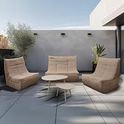 5 Piece Brown Outdoor Compression Foam Loveseat Sofa Chairs and Table Set - Comfortable Seating for Stylish Spaces with Removable and Washable Covers