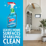 Refill Original Blue Glass and Window Cleaner Bottles + 1 Reusable Spray Trigger by Windex – 32 Fl Oz (Pack of 3), Original Glass Cleaner, Pack of 3, Model 343297
