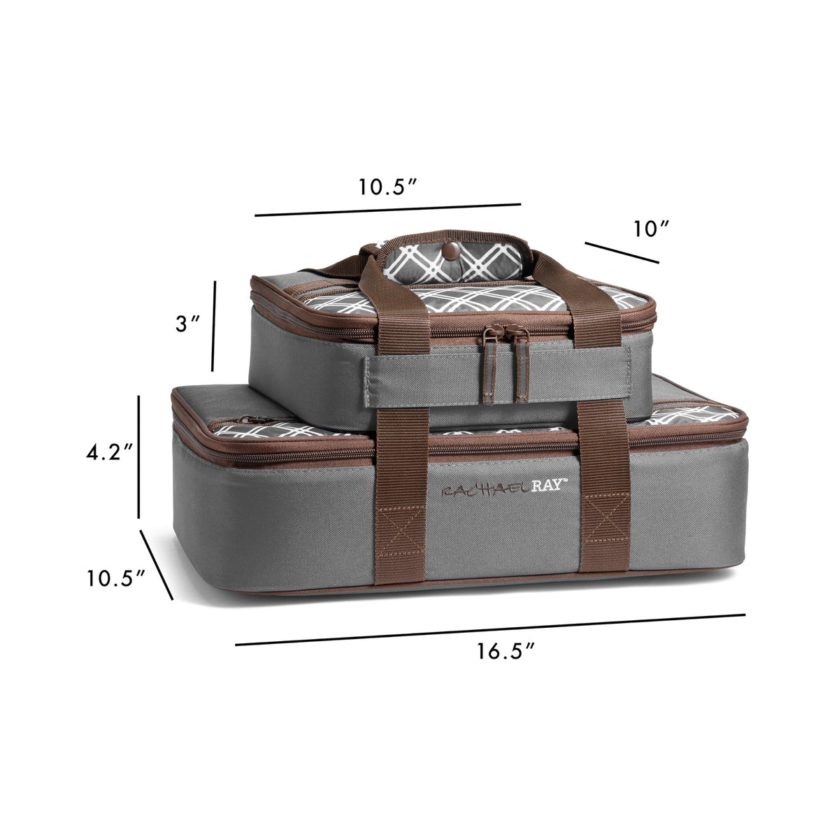 Rachael Ray Casserole Tote, Insulated Carrier for 9 x 13 Dishes, Sea Salt Grey