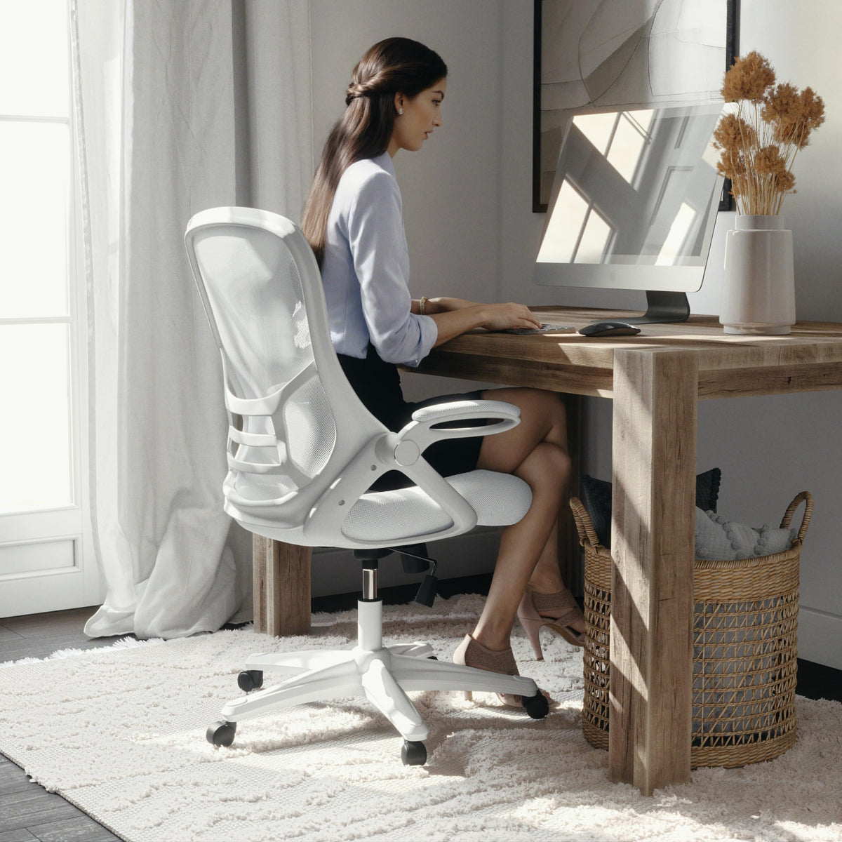 Flash Furniture White / Set of 1 / Contemporary Home Office Desk Chairs