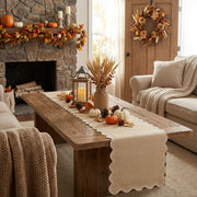 Yuboo Burlap Table Runner, Scalloped Edge, 14 x 70 Inch, Burlap