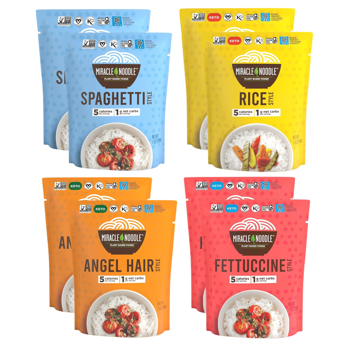 Miracle Noodle Variety Pack / 7 Ounce (Pack of 8) / White Shirataki