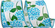 Reliant Ribbon Hydrangea Bright Linen Wired Edge, Blue, 2-1/2 Inch, 10 Yards