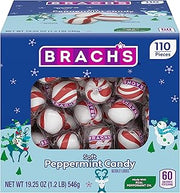 Brach's Holiday Soft Peppermint Candy Tub, Individually Wrapped Mints, 19oz, 110 Pieces