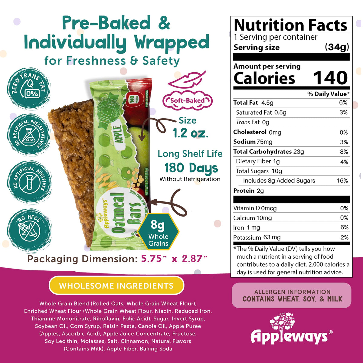 Appleways Apple / 1.2 Ounce (216 Count) / red or green Whole Grain