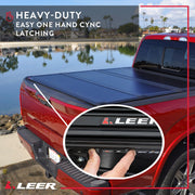 HF350M Tri-Folding Truck Bed Tonneau Cover by LEER – 6' 6" Bed, Fiberglass-reinforced Polymer, Black, Model 631301