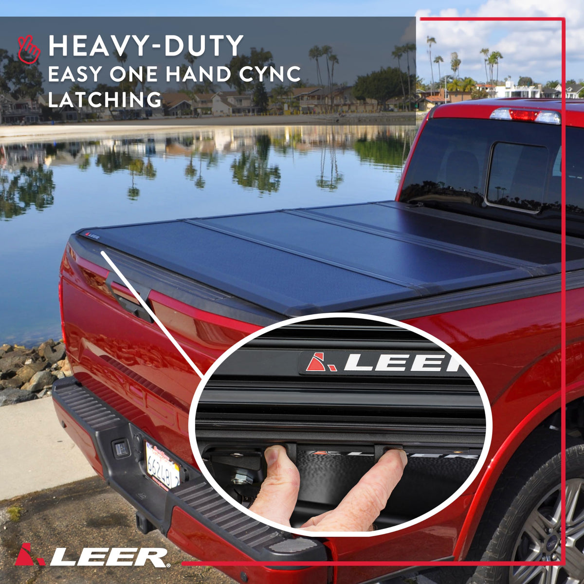 HF350M Tri-Folding Truck Bed Tonneau Cover by LEER – 6' 6" Bed, Fiberglass-reinforced Polymer, Black, Model 631301