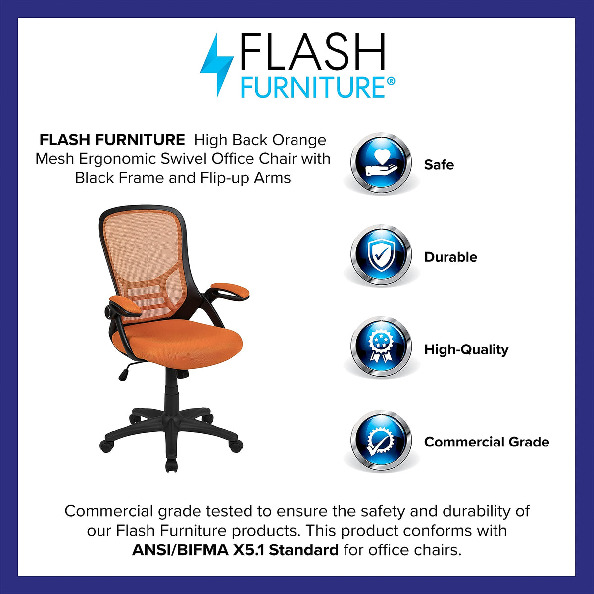 Flash Furniture Orange / Set of 1 / Contemporary Home Office Desk Chairs