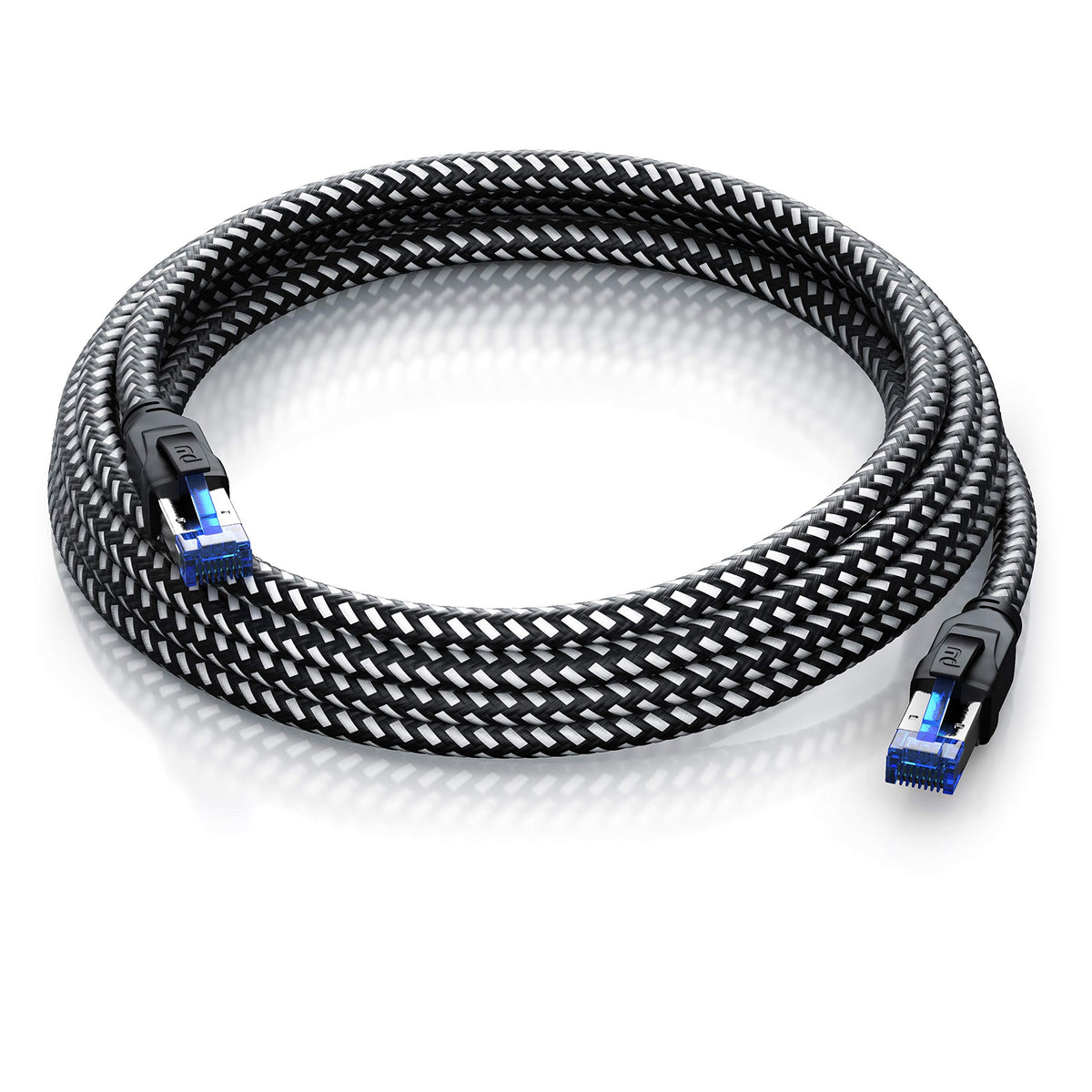 CSL, 3 ft CAT 8 Ethernet Cable - 40 Gbits High Speed LAN Network - Cotton-Braided Patch Cable - Heavy Duty S/FTP PIMF Shielding & RJ45 Connector - CAT8.1 for Router, Gaming