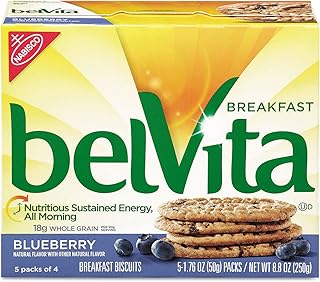 NABISCO 02908 belVita Breakfast Biscuits, Blueberry, 1.76 oz Pack, 64/Carton