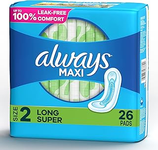 Always Maxi Pads for Women, Size 2, Long Super Absorbency 26 Count