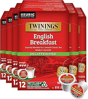 Twinings Decaffeinated English Breakfast Black Tea K-Cups 12 CT Box(6 Pack)