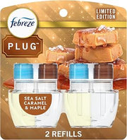 Febreze Plug In Air Freshener, Odor-Fighting Scented Oil Refill, Sea Salt Caramel & Maple, 2 Refill