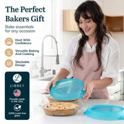 Libbey Premium Glass Pie Plates, 9 Inch Round with Lids, Set of 4