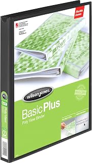 Wilson Jones Print-Won't-Stick Flexible Poly Round Ring View Binder, 0.625-Inch Capacity, 8.5" x 11" Sheet Size, Black (43340D)