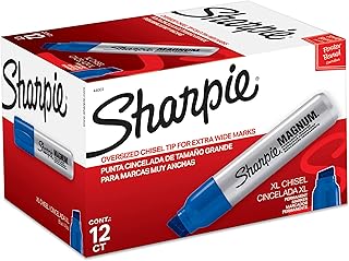 Sharpie Magnum Permanent Markers, Oversized Chisel Tip, Blue, 12 Count - Office, Home, Teacher Supplies, Great for Poster Boards