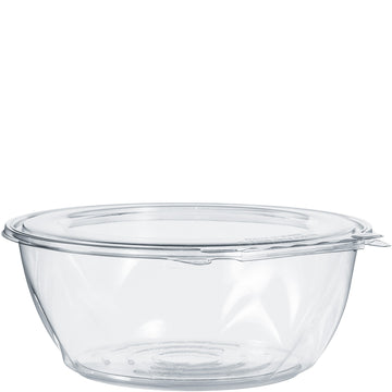 Dart 64 oz SafeSeal Tamper-Evident Clear PET Plastic Bowl with Hinged Flat Lid, CTR64BF (100 Count)